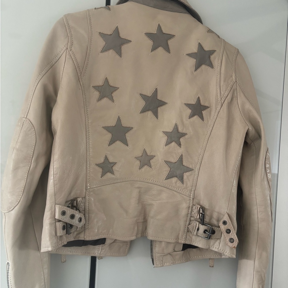 Mauritius Beige Leather Jacket for Women